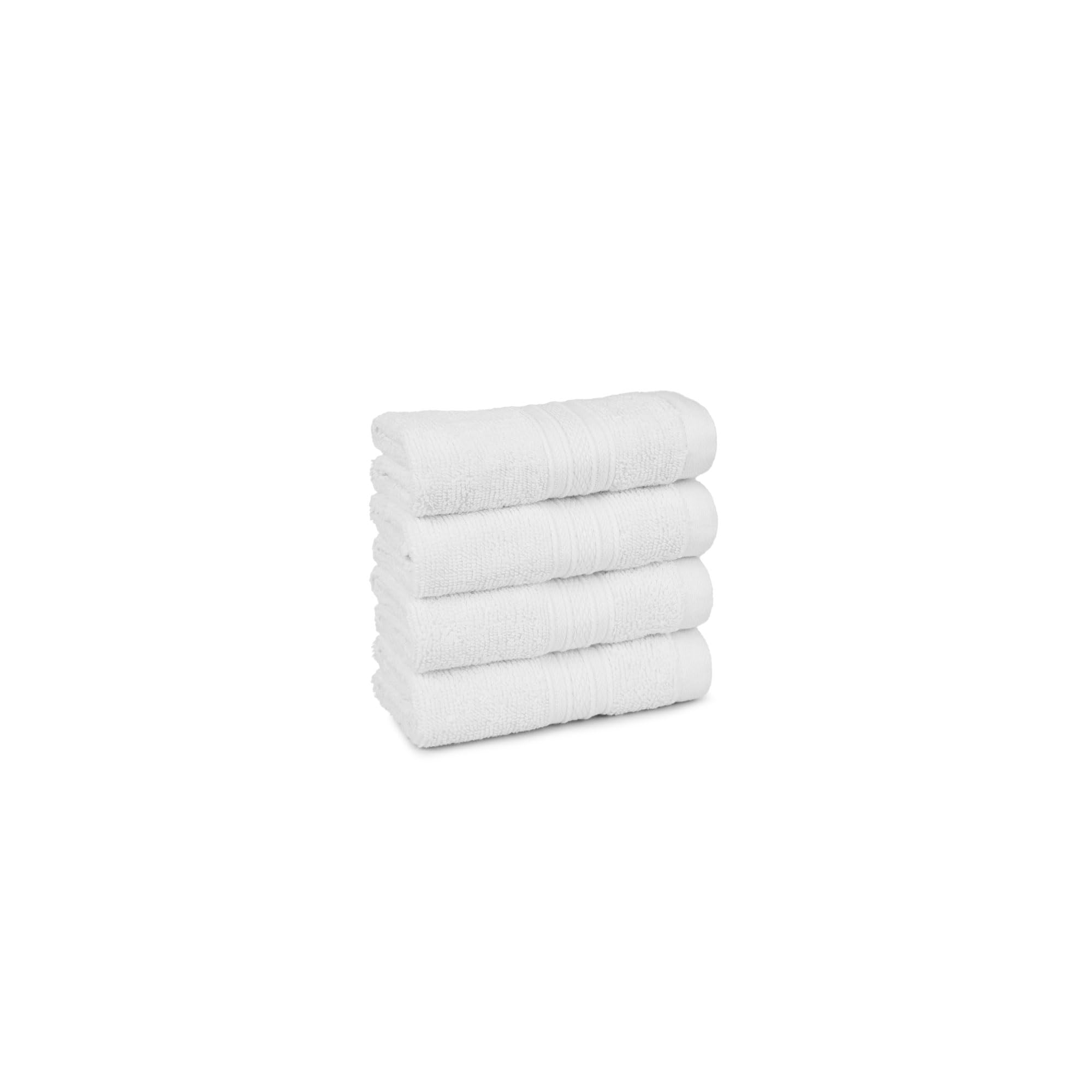 TRIDENT Soft Comfort Air Rich 100% Cotton Towel for Face, 500 GSM Highly Absorbent Towels for Men/Women, 4Pc Face Towel Set (30.5 cm X 30.5 cm), White