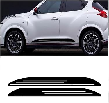 2 PCS Car Side Skirt Decals for Nissan Juke NISMO, Bodyside Sporty Lines Stickers Waterproof Body Decoration Self-Adhesive Long Stripes Protectors,A/Black