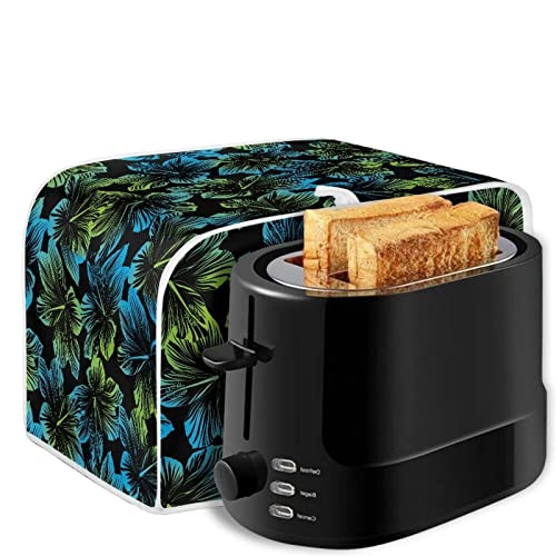 Image of Talayituse Hibiscus Flower Print 4 Slice Toaster Covers Dust Protection Bread Maker Covers Toaster Oven Cloth Cover Kitchen Accessories Washable Appliance Cover, Blue