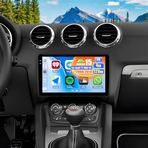 OiLiehu 4G+128G Android 15 Autoradio pour Audi TT MK2 8J 2008-2014 avec CarPlay Android Auto sans Fil, 9“ IPS Écran Tactile Radio 2 Din avec GPS WiFi...
