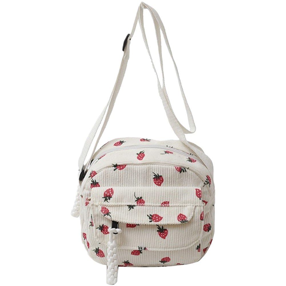 Baokuan Girls White Strawberry Crossbody Bag Purse Cute Shoulder Bag For Small Messenger Bag Women Teen