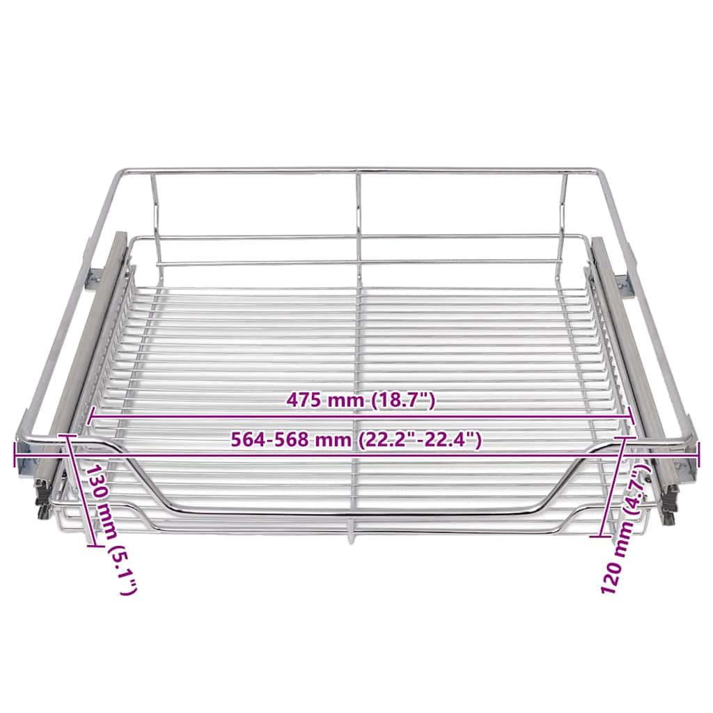 Cestelli a Rete Scorrevoli 2 pz Argento 600 mm
