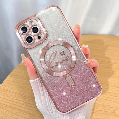 Image of ZIYE Magnetic Case Designed for iPhone 12 Pro Glitter Case-Pink