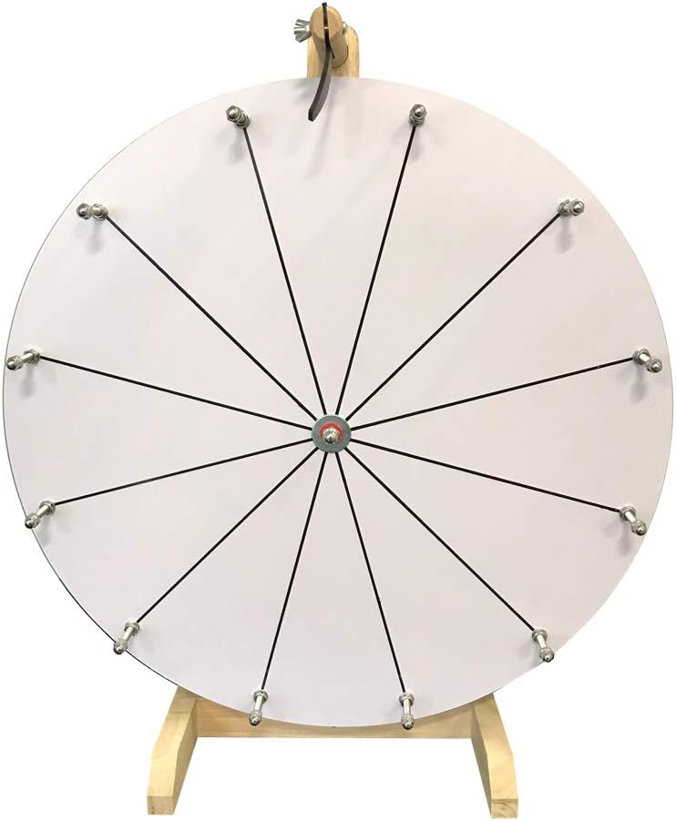 WoodWell Tabletop Spinning Prize Wheel Game with Stand | Dry Erase | Customizable Slots | Family Night