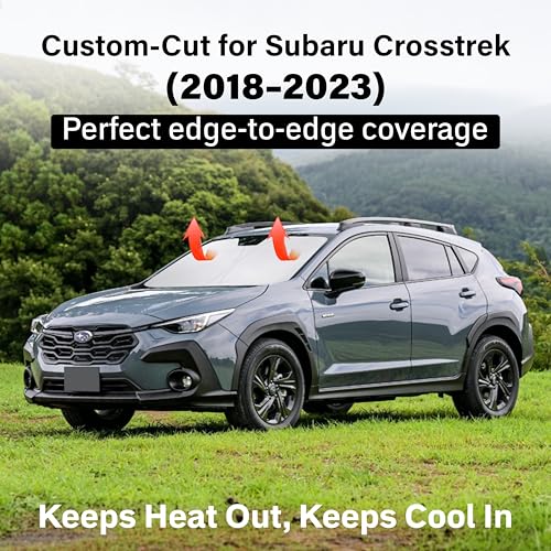 Image of EcoNour Windshield Sun Shade Compatible for Subaru Crosstrek 2018-2023 | SUV Front Window Sunshade | Foldable Sun Visor Protector | UV & Heat Blocking | Keeps Interior Cool & Protected