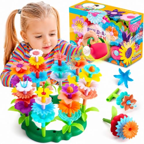 FunzBo Blumengarten Spielzeug für Kinder ab 2-8 Jahren 46tlg Steckblumen sicheres Material kreatives DIY Garten Spielzeug Geburtstags- und Festtagsgeschenk für Mädchen Jungen