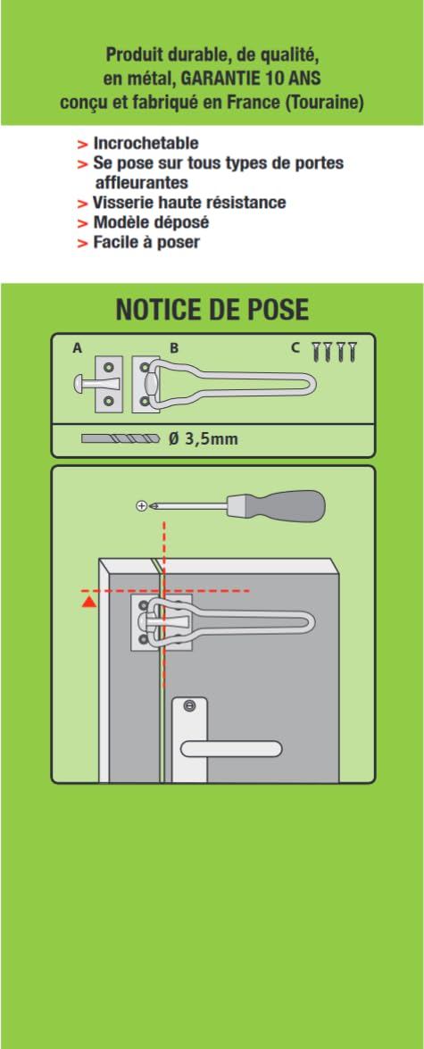 CLASSIC Allongé doré - Entrebâilleur de Porte - SOCONA Ref. O2AL