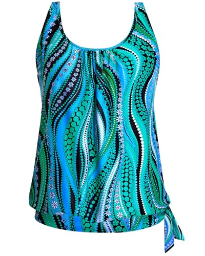 Image of Yonique Womens Blouson Tankini Top Only Loose Fit Swim Top No Bottom Modest Swimsuit
