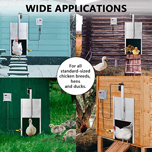Petcozife Automatische Hühnertür, Elektrische Hühnerklappe Inklusive Schieber, Alu-Hühnertür Set mit Lichtsensor und… – Bild 8