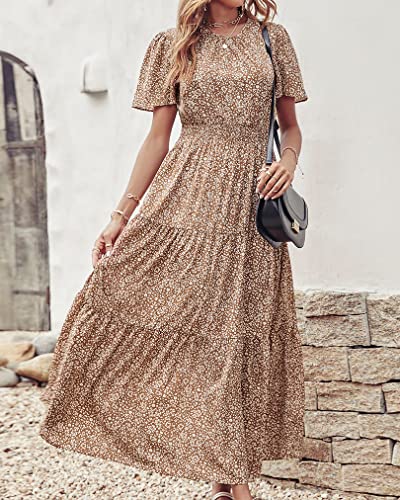Image of PRETTYGARDEN Women's Casual Smocked Boho Floral A-Line Maxi Dress 2026