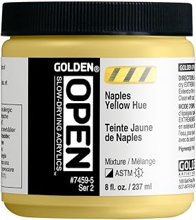 OPEN Slow-Drying Acrylics by GOLDEN, Naples Yellow Hue, 8 fl oz. Jar, Professional Acrylic Paint, Semi-Opaque