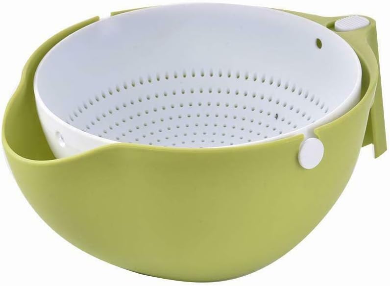 DARKNESS Multipurpose Double Layer Drain Round Basket for Fruits, Vegetables, Pasta, Rice, Pulses - Washing Bowl - Rinse Bowl or Strainer to Storing and Straining (Plastic) (Multicolour)