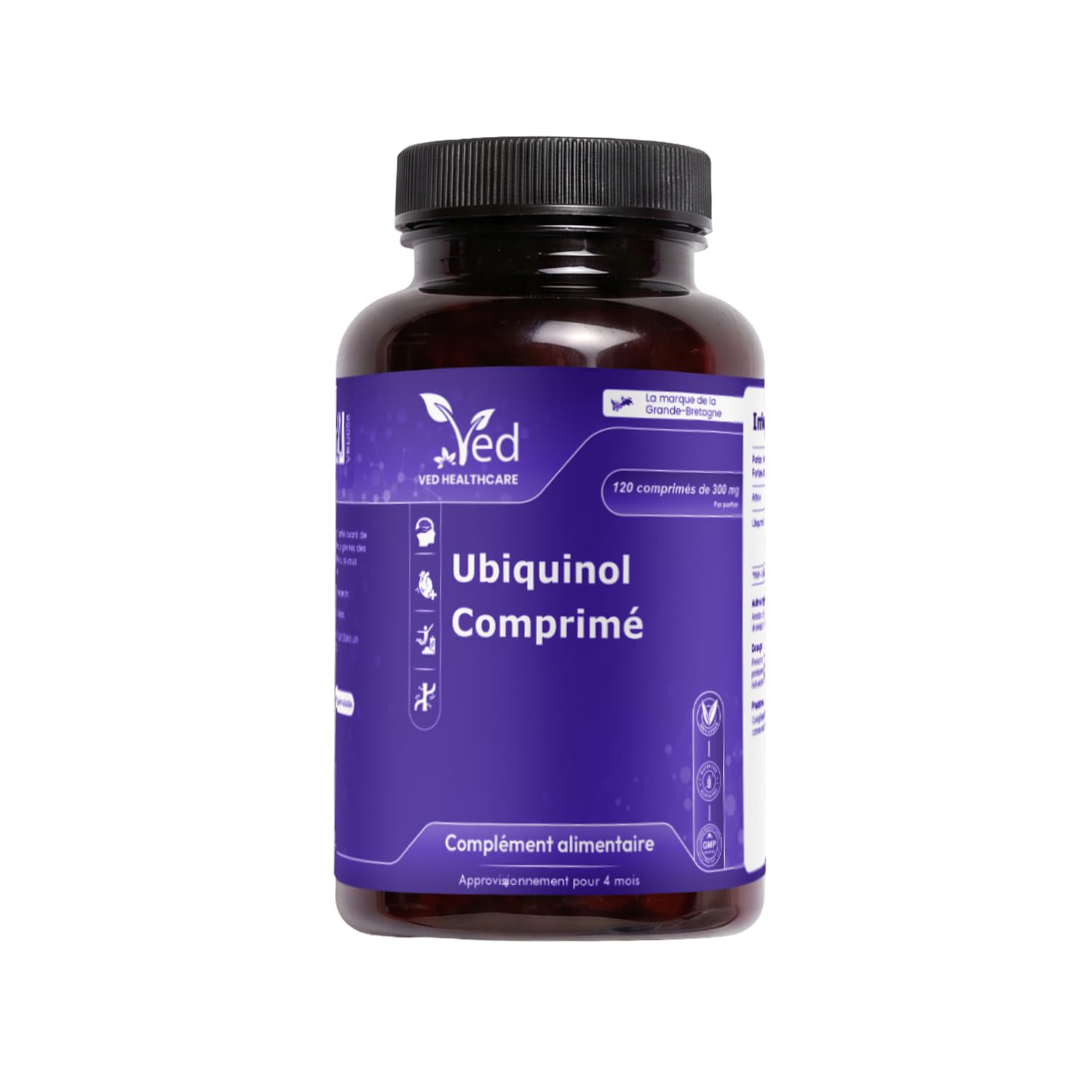 Avec l'ubiquinol | Forme active coq10 | Absorption élevée/Bioactivité améliorée, 300 mg 120 Tablets.