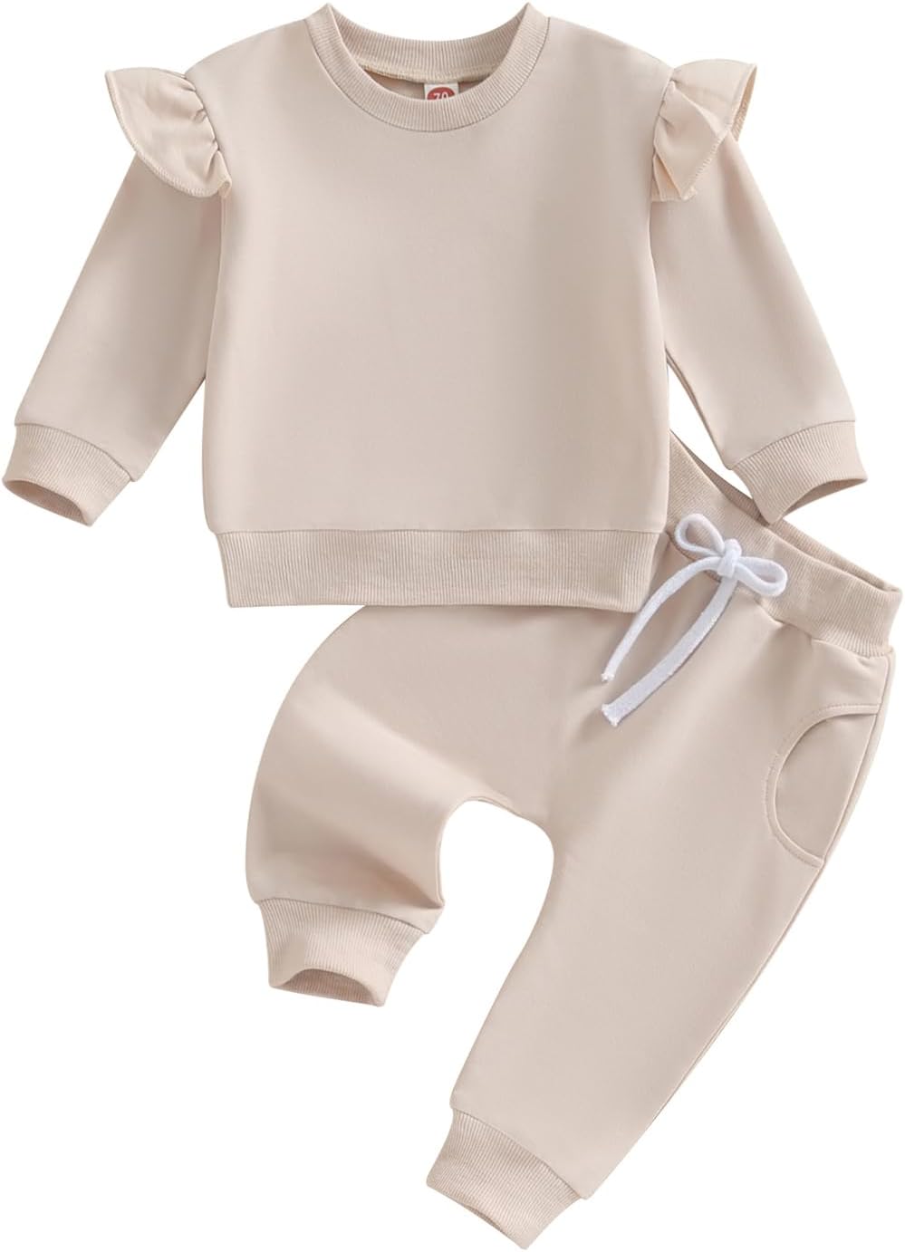 Fall Baby Girl Clothes Ruffle Sleeve Sweatshirt Top Solid Casual Pants 2Pcs Toddler Girl Sweatsuit Winter Clothing