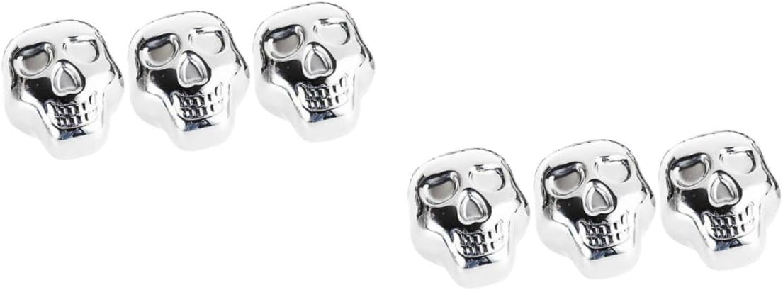 STOBAZA 6pcs Whiskey Chiller Skull Shape Ice Cube Molds Metal Stainless Steel Tray