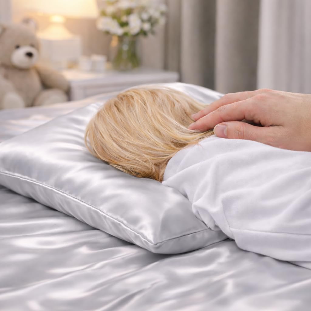 ROSEWARD Organic Mulberry Silk Baby Pillowcase with Zipper, 10"x13" Toddler Pillow Cover – Hypoallergenic, Soft for Kids Hair & Skin, for Boys & Girls, Great for Travel & Crib (Silver Grey)