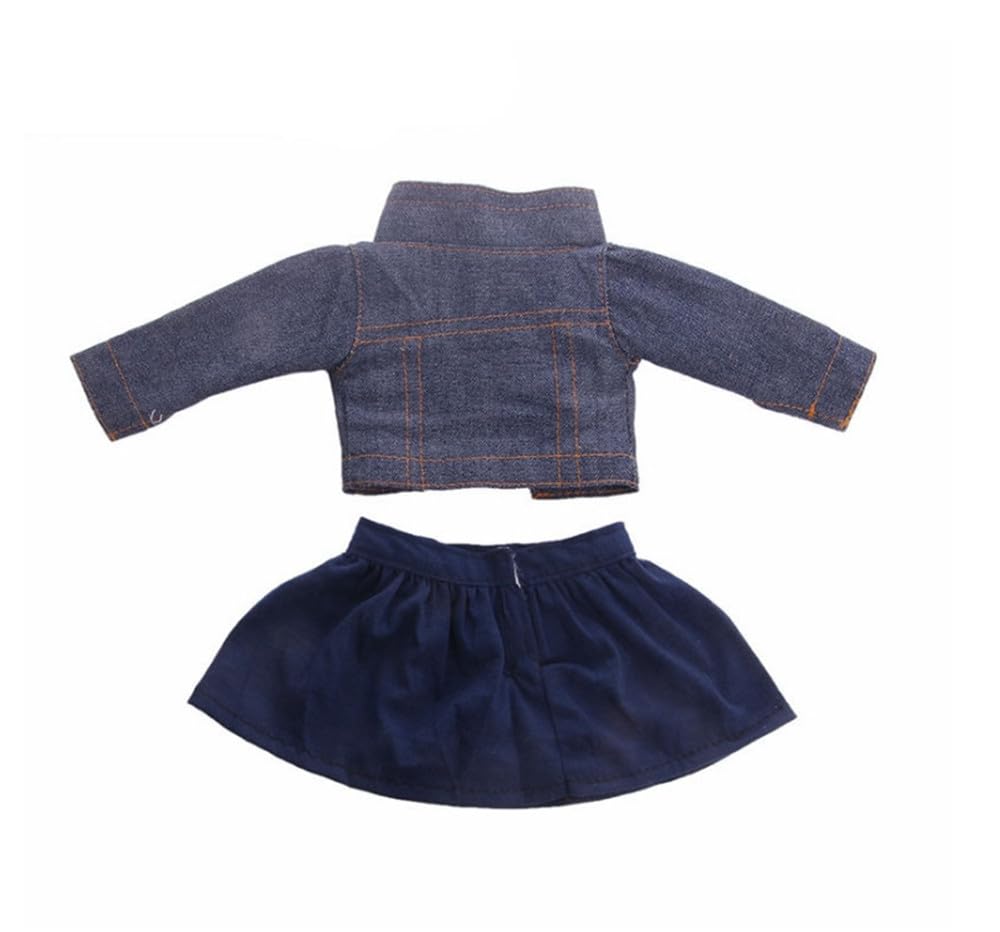 NIXNUT Doll Clothes Winter Outfit Jacket Vest Top with Bowknot Pattern Skirt for American Girl Doll 18-inch - Image 2