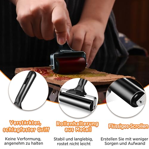 YSDMY Rubber Roller 2 Pcs Rubber Brayer Roller 10cm + 6cm for lino Printing Block Printing, Color Block, Stamping, Crafts - Image 3
