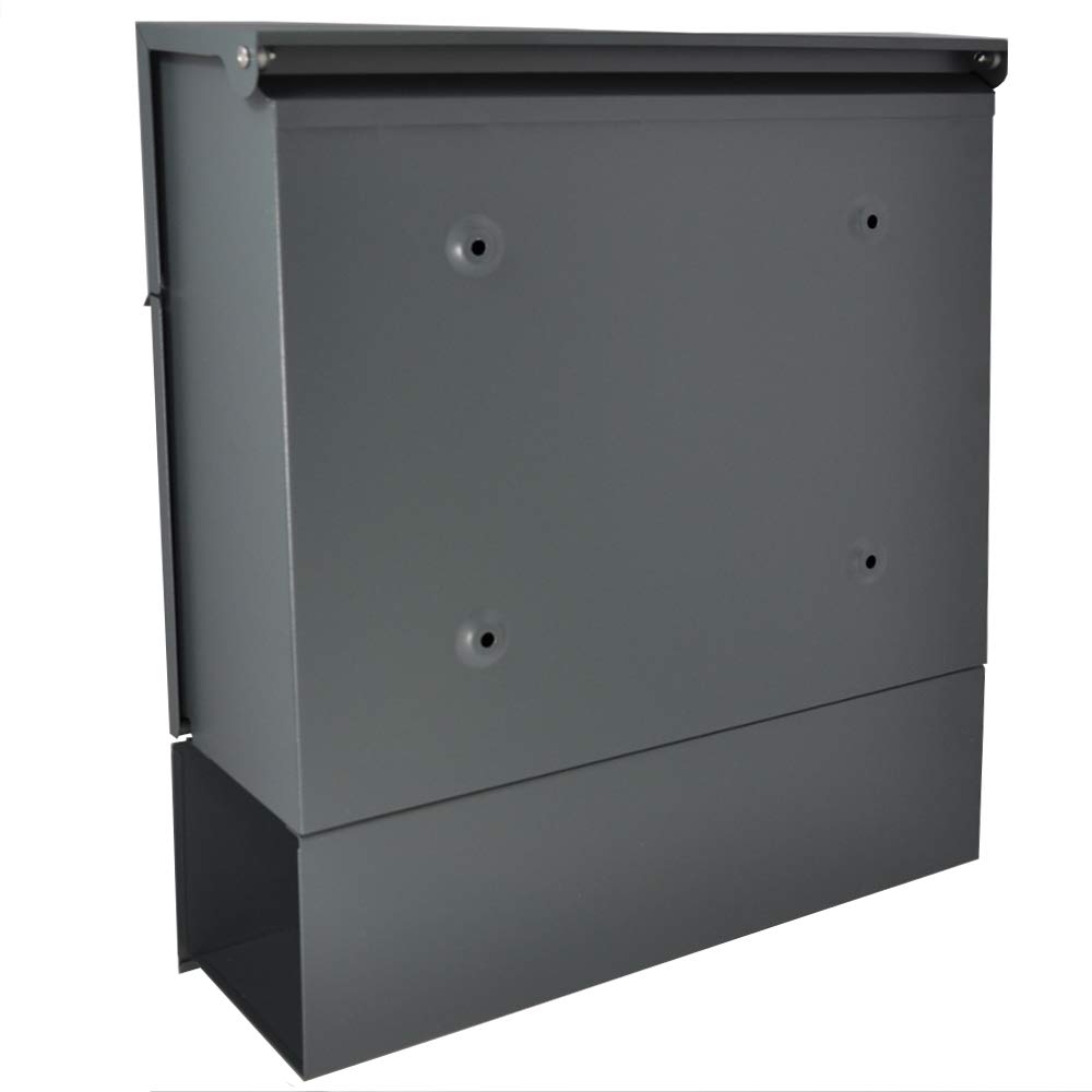 Buzón de pared de diseño con compartimento para periódicos Gris antracita mate RAL 7016 Adecuado para A4/C4
