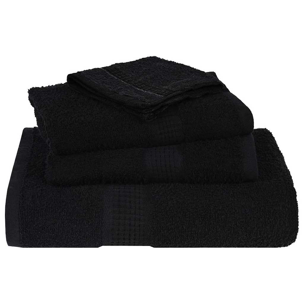 vidaXL 6-cz. zestaw ręczników, FROGN, czarny, 360 g/m²