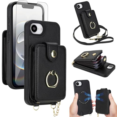 Étui portefeuille iPhone 16e et SE 2025 magnétique amovible avec protection écran