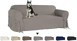 Capa para Sofá de 3 lugares até 2,10m em Gorgurão Sala Lisa Confortável Resistente Pets Cachorro Gato Lar Cor:Cinza