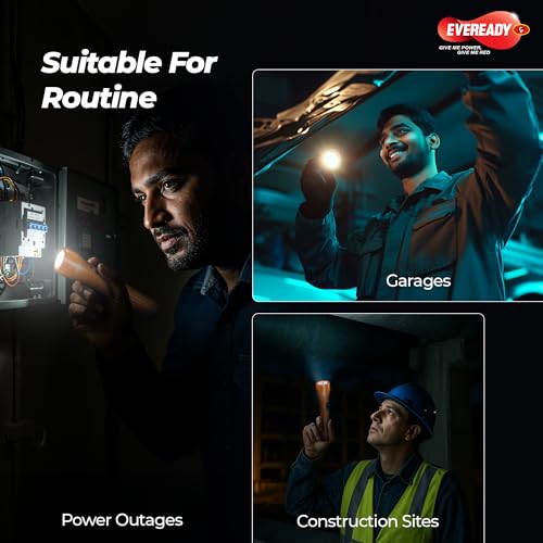 Image of Eveready DL06 Shine, 0.75W Emergency Torch with 1KM Beam, Durable ABS Body, Slide Switch, Built-in Wrist Sling, Powered by 3xAA Batteries