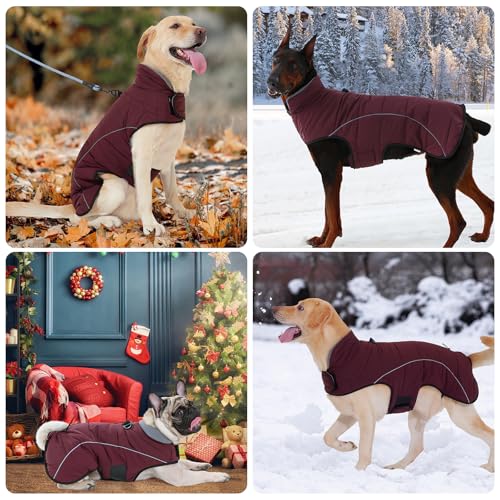 LIANZIMAU Hundejacke Wasserdichter Hundemantel Reflektierende Jacke für kaltes Wetter mit weichem Fleecefutter Warmer Mantel