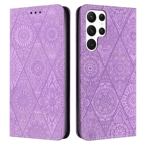 Étui Samsung Galaxy A37 violet housse portefeuille cuir antichoc motif fleurs