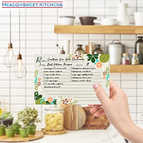 Meadowsweet Kitchens Recipe Card Set - 40 Double Sided Recipe Cards 4 X 6 Inch, Perfect Size Blank Cards For A Recipe Card Box, Make Your Own Personalized Recipe Book - Vintage Flowers #TOP5
