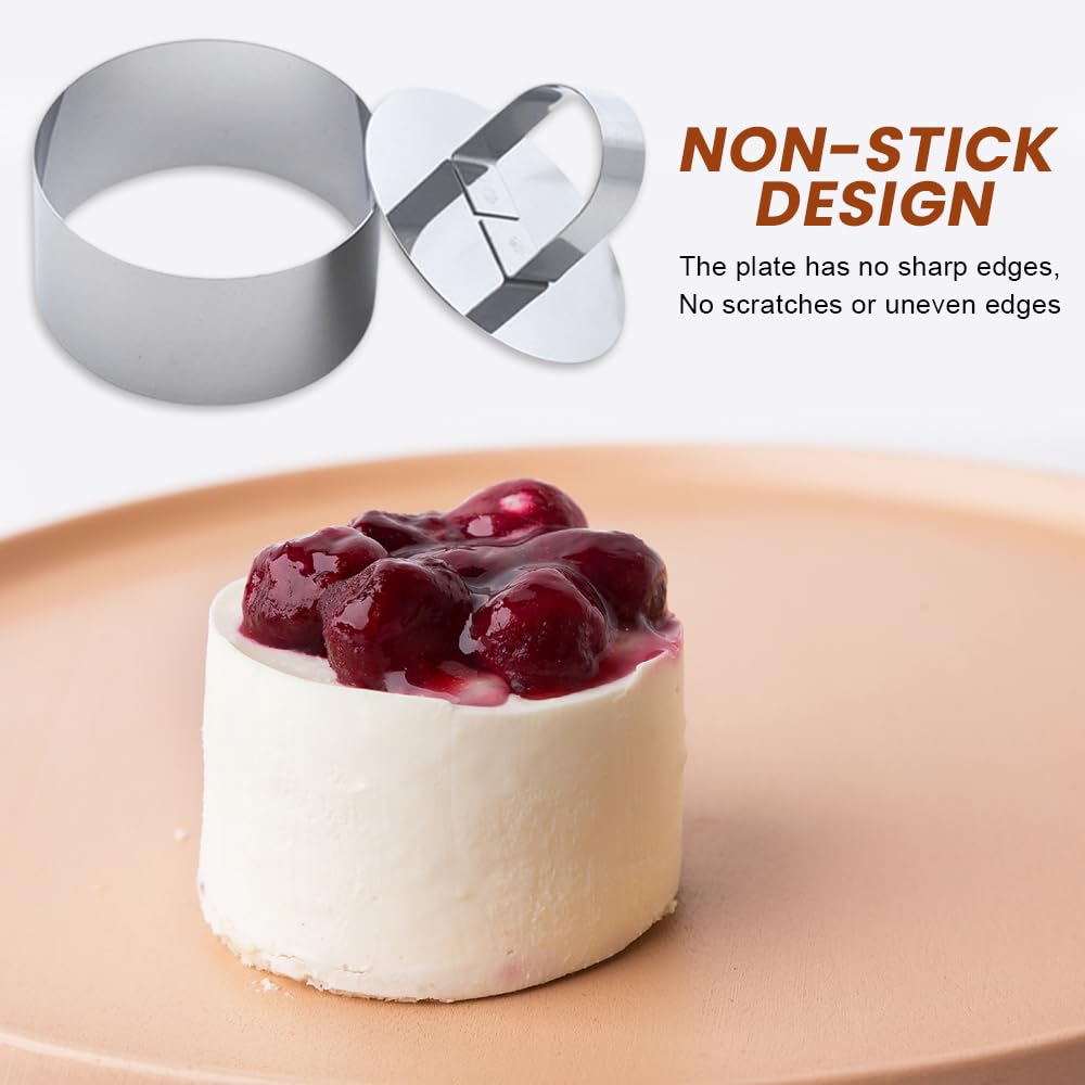 6 Cercles à Pâtisserie Inox 8cm - Avec Couvercles - Pour Mousses, Gâteaux Et Desserts - Réutilisables