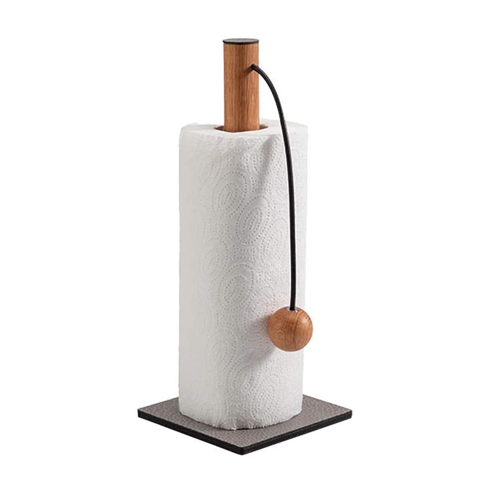 Porte rouleau papier toilette Porte-Papier Hygiénique for Cuisine Porte-Serviettes en Papier en Bois de Chêne Porte-Rouleau de Papier de Comptoir avec Support de Mouchoirs en Acier et Cuir Recyclé Por