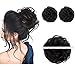 AISI QUEENS 100% Human Hair Bun Extensions 2PCS Curly Wavy Messy Bun Hair Extension Scrunchies Elegant Chignons Wedding Hair Piece for Women and Kids(Color:Natural Black)