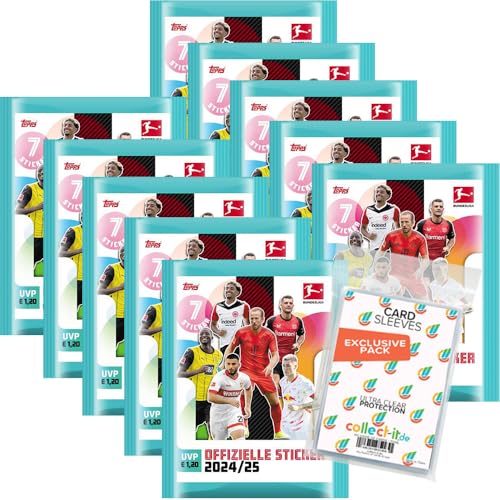 Bundle mit Topps Bundesliga Sammelsticker 2024/2025-10 Tüten + exklusive collect-it Hüllen Bundle mit Topps Bundesliga Sammelsticker 2024/2025-10 Tüten + exklusive collect-it Hüllen