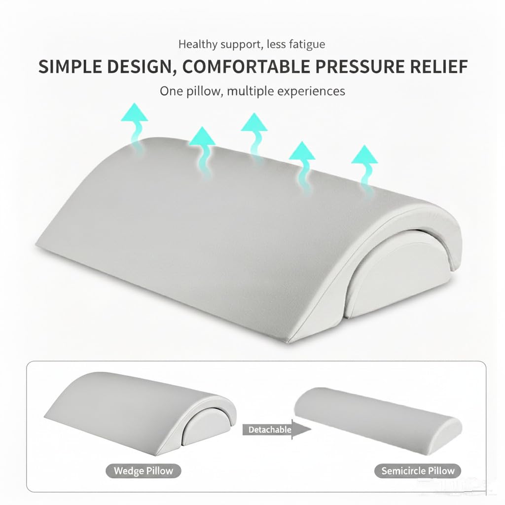 Almohada para piernas de media luna, cojín de rodilla semicircular para piernas, rodillas, espalda baja y cabeza, almohada lumbar de espuma viscoelástica para dormir en la cama, almohada