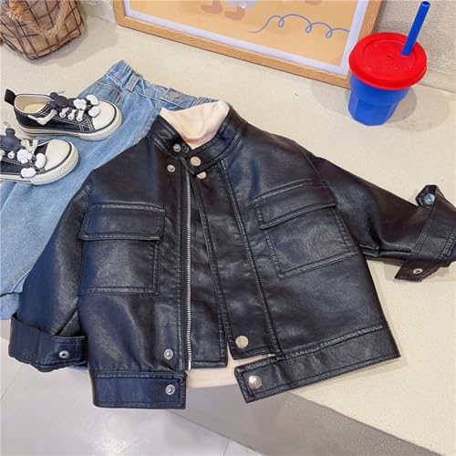 Toddler Girls Boys Winter Coats Faux Leather Jacket Zipper Outerwear Winter Clothes for 10 Years Boy Winter Jacket4