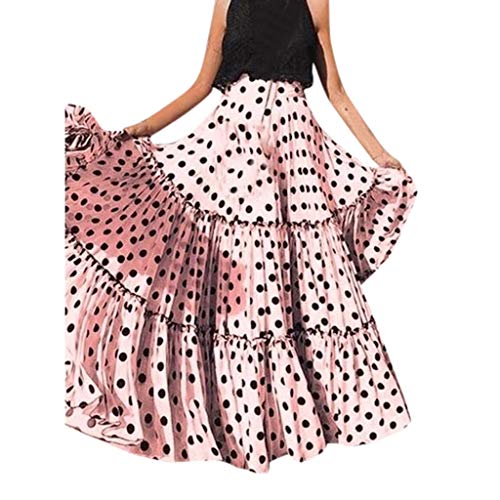 Jupe plissée lâche pour femme taille haute jupe imprimée à pois fluide et légère