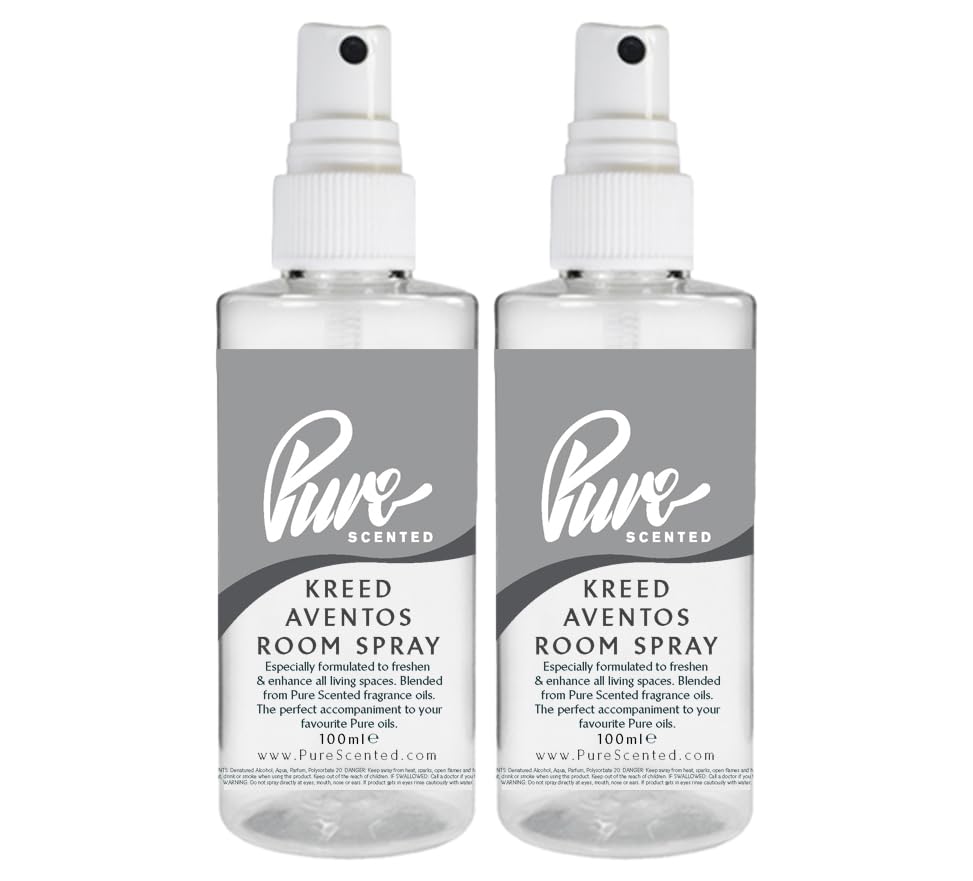 "Pure Scented 200ml Room & Fabric Sprays 2 x 100ml Suitable For Home, Car, Caravan, Work, Gym Bags, Odour Eliminators (2 x 100ml, Kreed Aventos)"