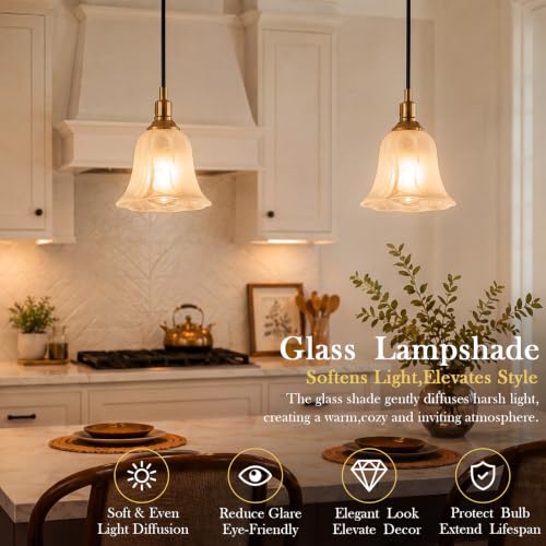 Image of Teenyyou 6 Pcs Marble Flower Bell Shaped Glass Lamp Shade Replacement
