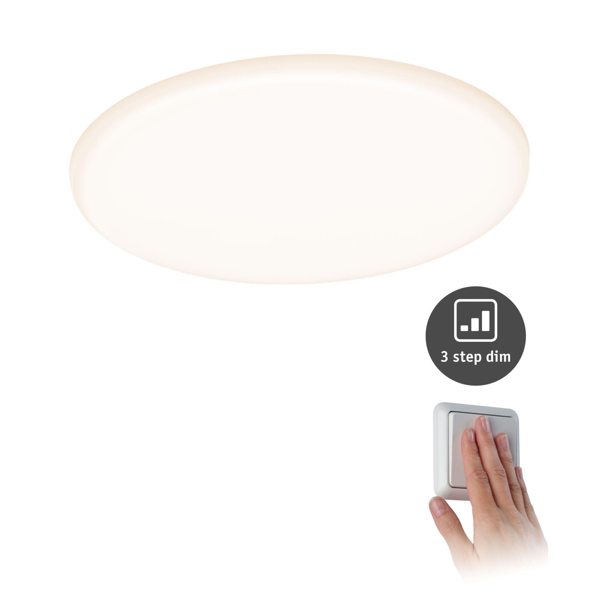 Pauleen Paulmann 93063 Pannello LED Lampada da Incasso Veluna VariFit IP44 dimmerabile su 3 Livelli 185mm Tondo 1x17 Watt plafoniera Satinato plastica 3000 K 17 W, Chrome Matt, Ø