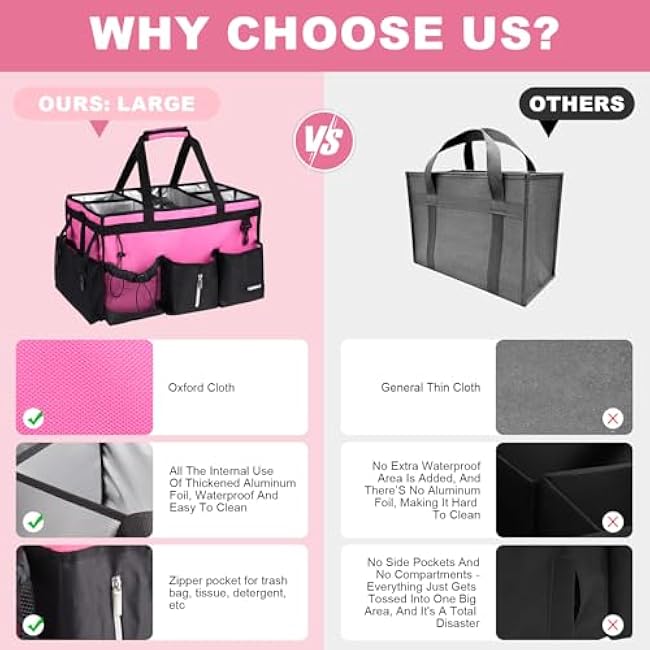 Extra-Large Cleaning Caddy With Detachable Divider,Cleaning Caddy For Cleaning Supplies,19.69 X 11.42 X 11.42 Large Cleaning Supply Caddy With Adjustable Shoulder Strap & Waist Belt For Cleaners