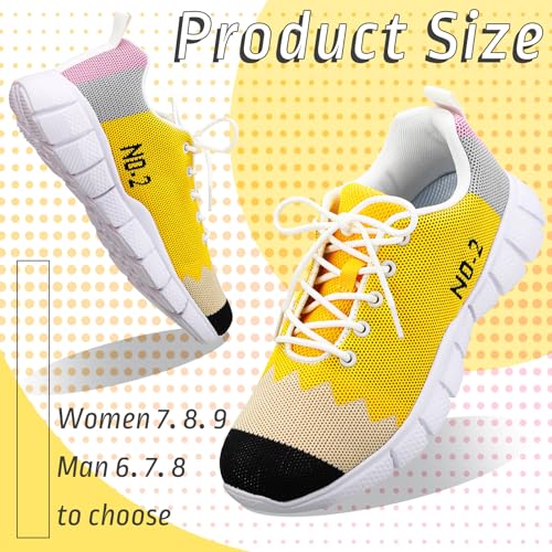 Back to School Teacher Gifts Pencil Shoes for Women Lightweight Breathable Casual Mesh Shoes Slip-on Sneakers2
