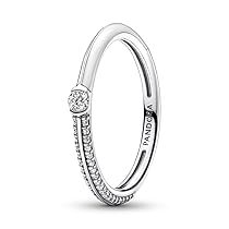 PANDORA ME Anello con pavé bianco in argento Sterling con smalto bianco e zirconia cubica trasparente, 48