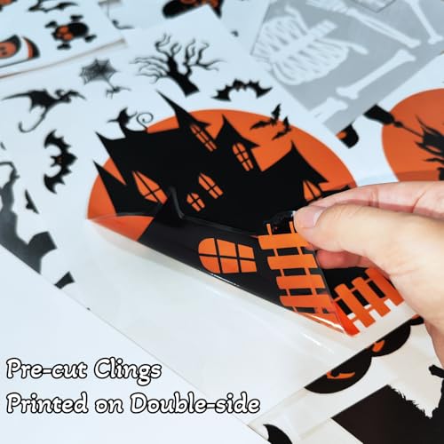 Image of NEWMIAO Halloween Window Clings, 9 Sheets Halloween Window Decal Stickers for Party Decorations, Removable Hallowmas Stickers for Glass Indoor and Outdoor Home Decor Party Supplies