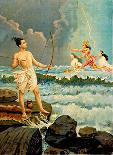 Image of Tallenge - Sri Rama Vanquishing the Sea - Raja Ravi Varma Mythology Collection - Small Poster Paper (12 x 18 inches)