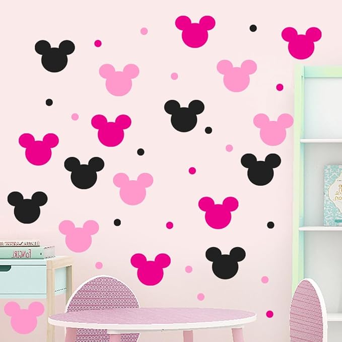 Vinilos Decorativos Ratón Infantil para Pared Negro Rosa miniatura 3