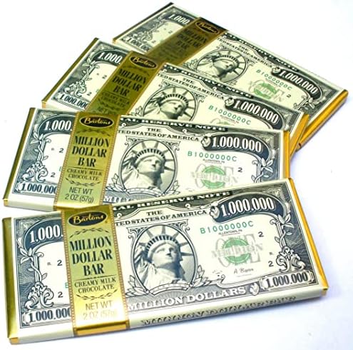 Chocolate Lovers Pack Of 4 Million Dollar Bill Currency Themed Milk Chocolate Candy Bars