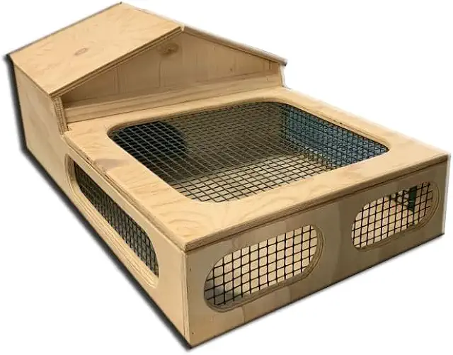 Casetta Terrario Tartarughe Terra Legno Naturale 60x40x23h - Casa per Rettili