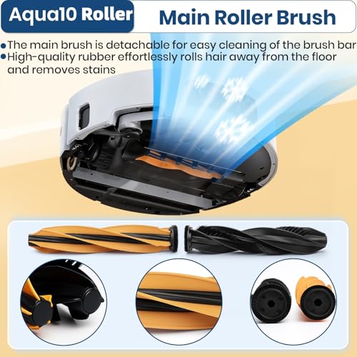 Image of 22 Pack Aqua10 Ultra Roller Accessories Kit for Aqua10 Roller /Aqua10 Ultra Roller Replacement Parts,2 Main Brush 2 Mopping Brushes 4 Hepa Filters 6 Side Brush 6 Vacuum Bags