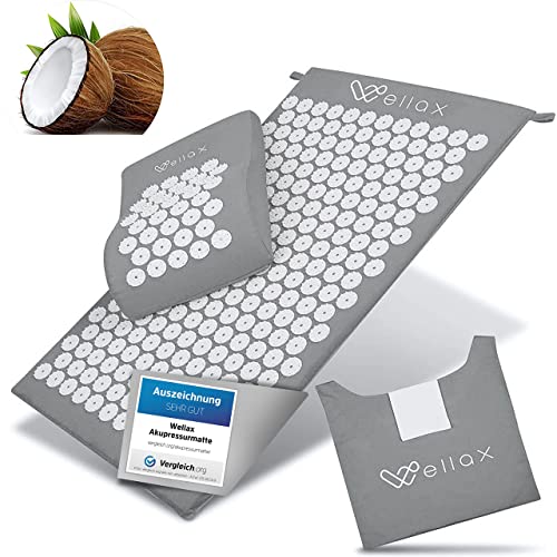 Wellax [Das Original] - Akupressurmatte mit Kissen - Gefüllt mit 100% Kokosfasern - Löst Verspannungen & fördert Durchblutung - Massage… – Ansicht 1